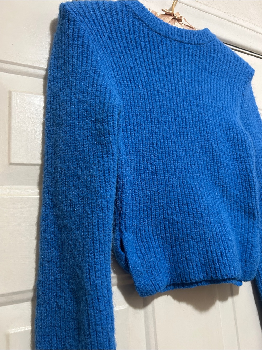Zara Soft Cozy Blue Women's Ribbed Crewneck LS Sweater
